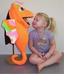 Blacklight Orange Seahorse Puppet